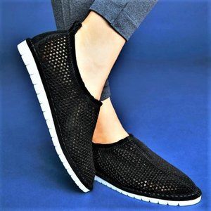 Kelsie Dagger Black Mesh Suede Slip-On Women's Shoes